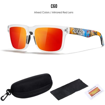 2025 Kdeam Gepolariseerde Zonnebril voor Heren Dames Mode Unisex Merk Trendy Buitenbril Voor Stel Spiegel rode lens With Black Zipperbox red