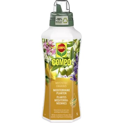 COMPO Vloeibare Meststof Mediterrane Planten - ook voor citrusplanten - voor een prachtige, rijke bloei - fles 1 L