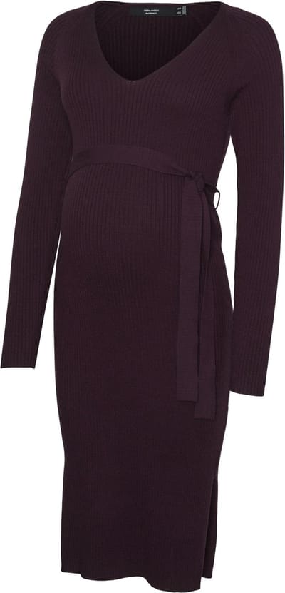 VERO MODA MATERNITY - VMMSABA RIB LS V-NECK BELT DRESS GA NOOS - Dames - Mini jurken