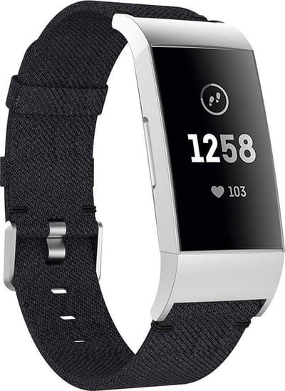 KELERINO. Denim bandje geschikt voor Fitbit Charge 3 / Charge 4 - Zwart