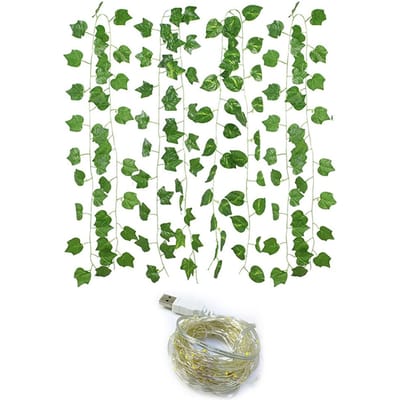 Groen blad rotan kunstmatige klimopslinger nepbladplanten wijnstokslinger lichtslinger 2 meter 20