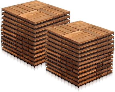 Houten Tegels - Balkon Vloer - Buiten Leven - Massief Acaciahout - 30x30cm Set - Natuurlijk Hout
