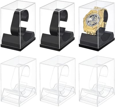6 Stuks Kunststof Horlogevitrine en Sieradenstandaard in 2 Kleuren - Acryl Displayrek voor Armbanden en Horloges, Ideaal voor Thuis en Kantoor, 2x3,5x2,8 Inch