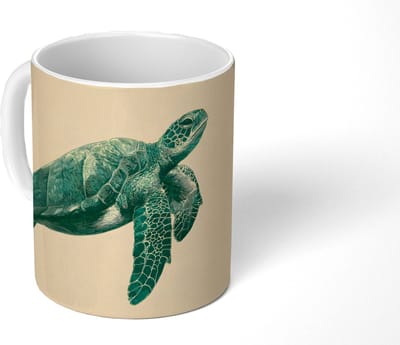 Mok - Koffiemok - Schildpad - Sierlijk - Groen - Schild - Mokken - 350 ML - Beker - Koffiemokken - Theemok