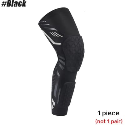 1 Stuk Knie Kuit Gewatteerde Compressie Beenmouw Active Guard Uitrusting Scheenbeen Brace Ondersteuning voor Voetbal Basketbal Volleybal Voetbal M zwart