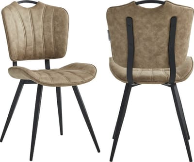 Colenis® - Rondo Eetkamerstoel - Set van 2 - Sand - Microvezel - Microfiber - Industrieel - Design