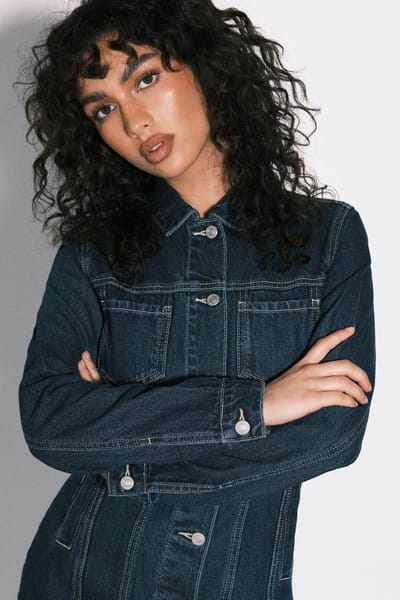 boohoo Dames Western Denim Mini Jurk | Vintage Wash | Maat: 6