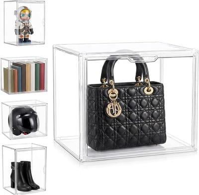 Grote stapelbare transparante dozen met magnetische sluiting voor figuren, boeken, cosmetica, schoenen en handtassen, ideaal voor opberging en organisatie