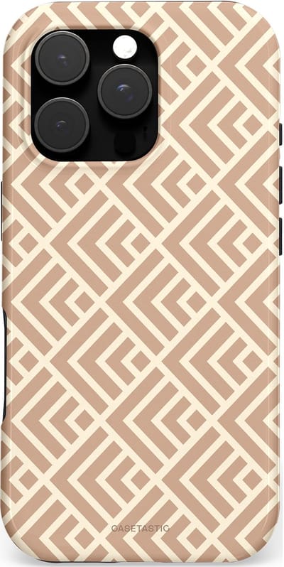 Casetastic hoesje geschikt voor Apple iPhone 16 Pro - MagSafe - Dubbellaagse bescherming - Abstract Zand Kunst - Fashion Case - Crème Perzik