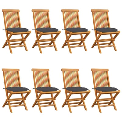 vidaXL - Inklapbare - stoelen - 8 - st - met - antracietkleurige - kussens
