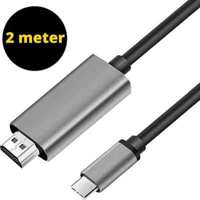 USB C naar HDMI kabel - USB C HDMI kabel - HDMI naar USB C kabel - HDMI USB C kabel - 4K Ultra HD - Aluminium - 2 Meter