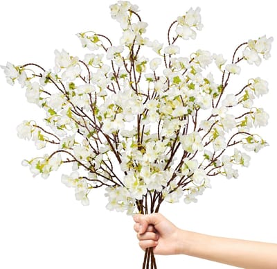 Dailygoods- Kunstbloemen Kersenbloesem 105 cm - 4 Stuks - Lentedecoratie - Zijdebloemen - Paasstruik - Natuurgetrouwe Verwerking - Nep Bloemen