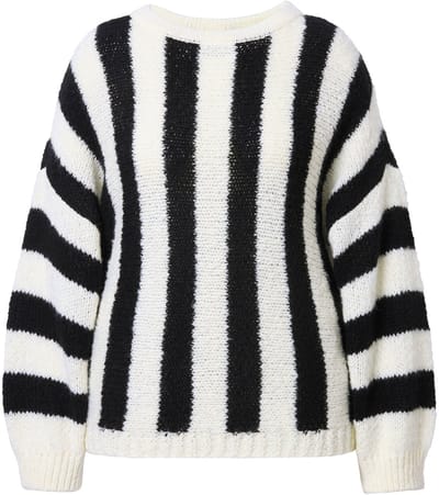 Studio Untold - Dames - Trui oversized verticale strepen - Zwart - Maat 42+