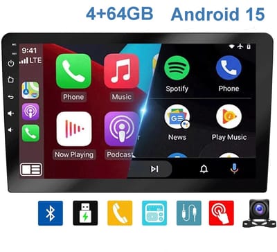 ESSGOO Autoradio 2Din Universeel - Draadloos Apple CarPlay en Android Auto - 10 Inch Touchscreen - 4 + 64GB - GPS Navigatiesysteem - Bluetooth, USB, WIFI & MP5 - Achteruitrijcamera