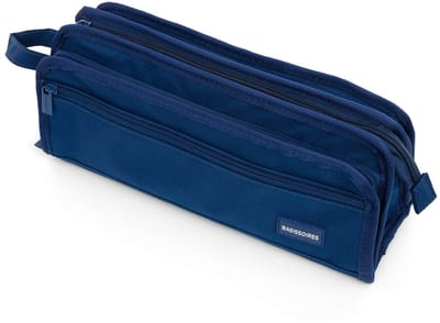 BASISSOIRES Groot Etui High - Schooletui voor Jongens en Meisjes - Pennenetui voor Volwassenen - Make up tasje - blauw - 31x14x10CM