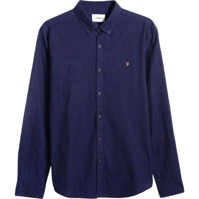 Farah Herenoverhemd met knopen, standaardpasvorm (Echt blauw)