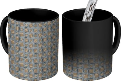 Magische Mok - Foto op Warmte Mokken - Koffiemok - Bruin - Patronen - Geometrie - Magic Mok - Beker - 350 ML - Theemok