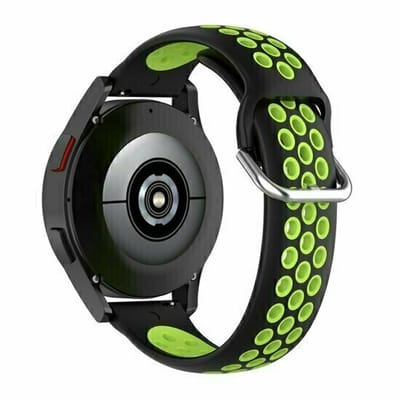 By Qubix - Siliconen sportbandje met gesp - Zwart + groen - geschikt voor Huawei Watch 5 - 46mm