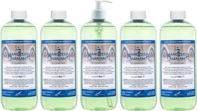 Handzeep Hamam 1 liter - set van 5 stuks - met gratis pomp - Voordeelverpakking