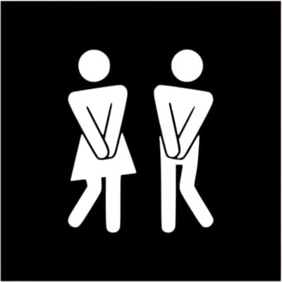 Djemzy - toilet bordje - wc bordje - man en vrouw hoge nood in vierkant - 6 mm mdf - hout