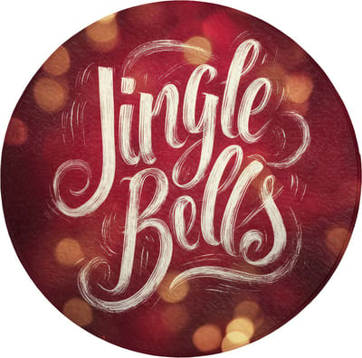 Badmat rond 70x70 cm - Antislip - Jingle - Bells - Kerst - Rood - Badmatten voor badkamer - Badkamermat - Douchemat - Ronde badkamer mat