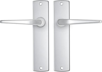 AXA Binnendeurbeslag set (Curve) Aluminium: Kruk (model Duim) op schild