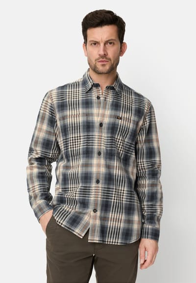 camel active Shirt met lange mouwen kentkraag en borstzakken - Maat menswear-L - Asfalt