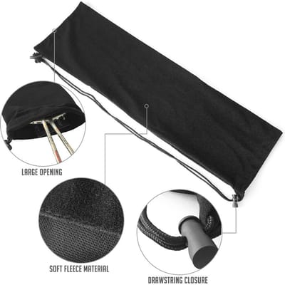 Housse de raquette de badminton Sac de rangement en polaire douce Étui pour raquette de badminton noir