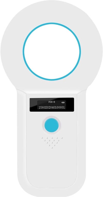 Microchipscanner voor huisdieren, 134,2 kHz/125 kHz ISO11784 (85) /FDX-B/EMID RFID met 128 sets microchiplezer voor gegevensopslag voor dier/huisdier/hond/kat/varken (wit)