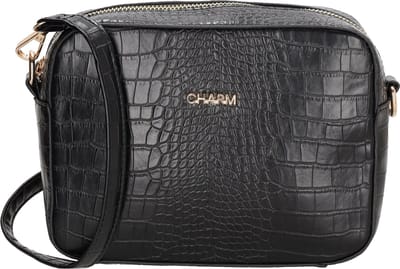 Charm London Midwood Crossbody Schoudertas Krokodillen Leatherlook - Zwart
