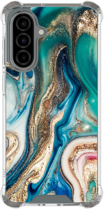 Hoesje (shockproof) geschikt voor Samsung Galaxy A36 - Magic marble - Extra sterke case - TPU/polycarbonaat - Marmer - Multi, Groen, Transparant
