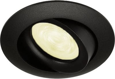 Inbouwspot Mees met Philips HUE White - spot - Zwart - rond - Voor binnen / woonkamer / keuken / slaapkamer - IP20 - GU10 - Buitendiameter: 81MM - boorgat: 70-75MM - min. Inbouwdiepte: 70MM