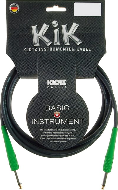 Klotz instrumentenkabel 6m zwart KIK-Colourood fresh green - Instrumentenkabel
