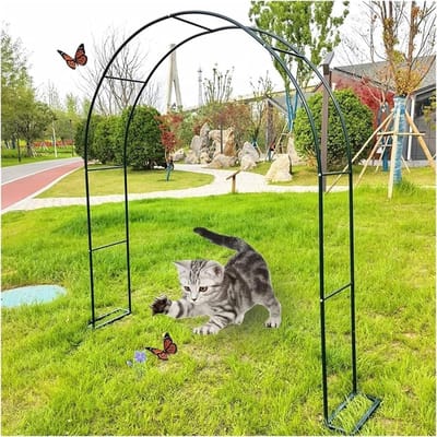 Decoratieve Boog - Tuinboog Klimplantsteun - Entree Decoratie - Weerbestendig Metaal - W3.5xH2.2m - Zwart