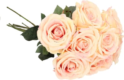 Top Art Kunstbloemen boeket roos Nova - 8x - lichtroze - 75 cm - kunststof steel - decoratie bloemen
