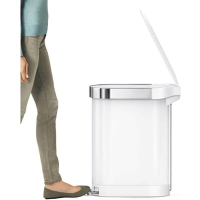 Simplehuman 45L slanke pedaalemmer, wit