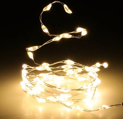 2x christmas decoration draadverlichting zilver- 66 leds wit -batterij-1m