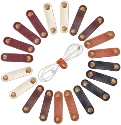 Dailygoods - Dailygoody - Lederen Kabelbinders - Herbruikbare Kabelorganizer - 20 Stuks - Korte Kabelriemen - USB-kabel en Hoofdtelefoondraden - Ideaal voor Thuis .