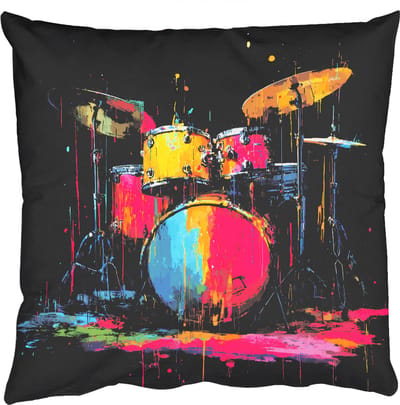 Sierkussens - Kussentjes Woonkamer - 50x50 cm - Drumstel - Kleurrijk - Verf - Levendig