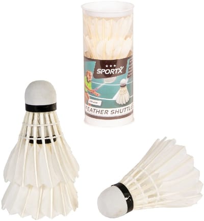 SportX Shuttle Feathers White in Case 3 pcs.