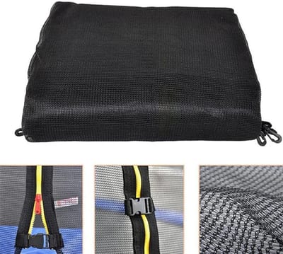 Trampoline Veiligheidsnet - Vervangend Net - Veilig Springen - Dubbele Sluitsysteem - Universeel Formaat - Zwart