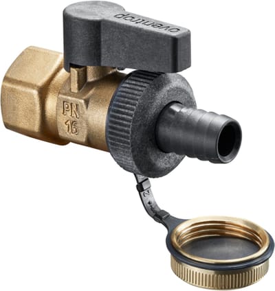OVENTROP KFE-kogelkraan Optiflex met binnendraad PN 16, met kunststof slangaansluiting DN 15, Rp 1/2, 1033814