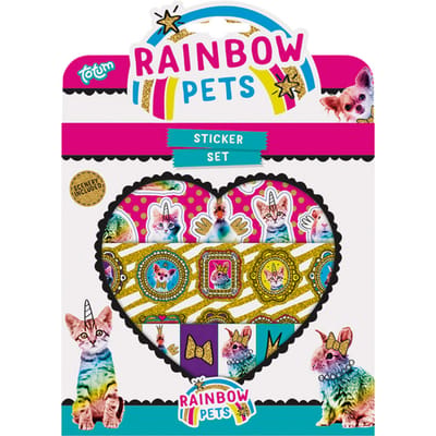 Totum Stickerset Rainbow Pets met speelachtergrond - Junior Papier 3 vellen - dieren