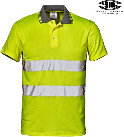 SIR SAFETY MISTRAL CONFORT Hi Vis Reflecterend Werkpolo HEREN Veiligheidsshirt Geel - EN ISO 20471 Klasse 2 - Reflecterende Band - Comfort Kraag