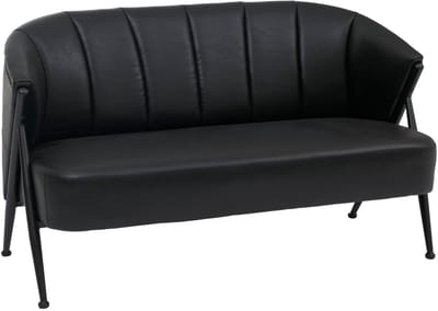 2-zitsbank MCW-P30, tweezitsbank/loungebank Vintage Retro Industrial Metaal Kunstleer ~ zwart