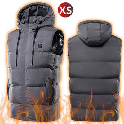 Bovista Verwarmde Bodywarmer - Heated Vest - Elektrische Bodywarmer - Rits Capuchon - Water Afstotend - Oplaadbaar - Maat XS - Grijs