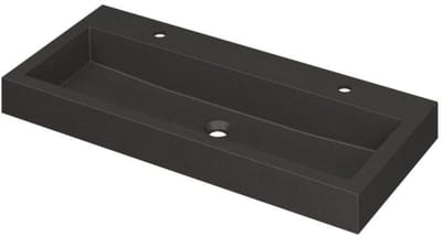 INK Momento Wastafel Quartz met 2 Kraangaten - 1000x450x90 mm - Quartz Zwart
