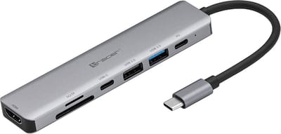 Tracer 7 in 1 Adapter USB Hub Type-C - HDMI 4K USB 3.0 PDW 60W - HDMI kaartlezer