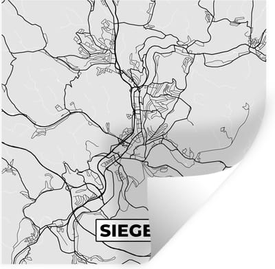 Muurstickers - Sticker Folie - Stadskaart - Duitsland - Plattegrond - Siegen - Kaart - 100x100 cm - Plakfolie - Muurstickers Kinderkamer - Zelfklevend Behang XXL - Zelfklevend behangpapier - Stickerfolie
