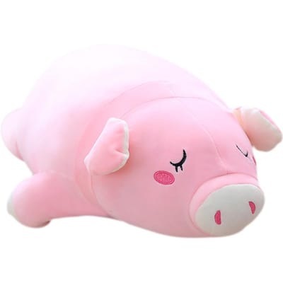 3545Cm Squishy Dons Katoen Varkentje Liggende Pop Knuffel Roze Wit Slapend Cartoon Dier Kussen Metgezel Kalmerend Cadeau 35cm